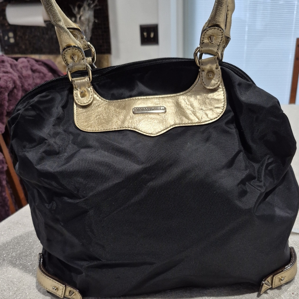 Rebecca Caminkoff. Elegant Black and Gold Shoulder Bag